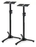 2er Set Pronomic SLS-20 Studio Monitor Stativ faltbar - klappbare Füße - höhenverstellbar von 75 cm bis 130 cm - Ablagefläche mit Moosgummistreifen - schwarz