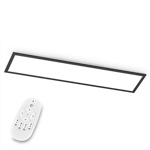 EGLO LED Deckenleuchte Bottazzo, Deckenlampe 100x25 cm, Panel ultraflach aus Aluminium, Kunststoff in Schwarz, mit Fernbedienung dimmbar, Farbtemperaturwechsel (warmweiß – kaltweiß), Wohnzimmerlampe