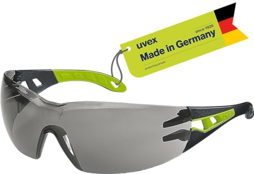Uvex pheos - Schutzbrille - Bügelbrille supravision excellence Technologie - metallfrei, beschlagfrei & kratzfest - one size - schwarz/grün, grau 23%