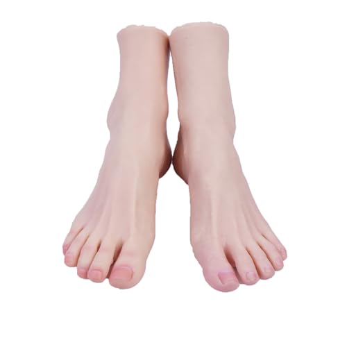 Realistische Silikonfüße, 1: 1 weibliche Silikonpuppe Fuß Display Schmuck, Sandalen, Schuhe und Socken, Malerei, Nagelkunst Praxis realistische Fußmodelle (rechts-weiß, 42)