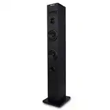 NGS Sky Charm - 50W Bluetooth Sound Tower mit Fernbedienung, Optischem Eingang, USB, FM Radio und AUX IN (Schwarz)