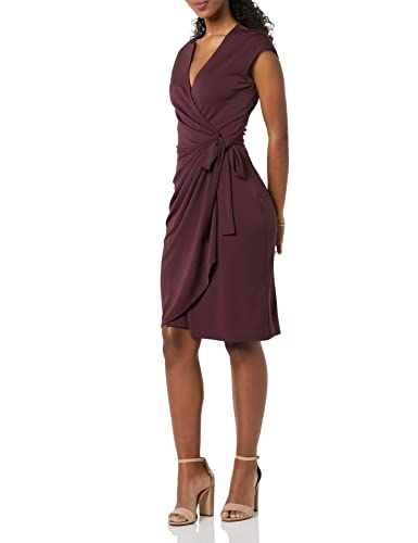 Amazon Essentials Damen Klassisches Wickelkleid mit Flügelärmeln (erhältlich in Übergröße), Burgunderrot, M