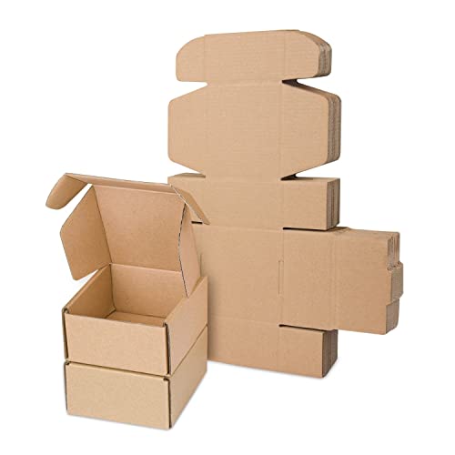 Klein Versandkartons 120x120x40mm Maxibriefkartons für Postversand, Braune Verpackungskartons für Geschäft, Aufbewahrung aus Wellpappe(25 Stück)