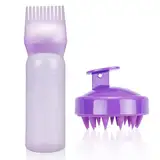 Haarfärbebürste Flasche, Wurzelkamm Applikator Haarfärbemittel Kamm und Kopfmassage Bürste, Hair Oil Applicator Bottle, Haarfärbemittel Flasche Applikator Bürste, Haarfärbemittel Pinsel Flasche(Lila)