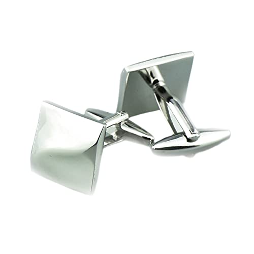 Lieson Manschettenknöpfe Herren Buisness, Silber Manschettenknöpfe Quadrat Cufflinks für Hemd Hochzeit Geburtstag Geschenk