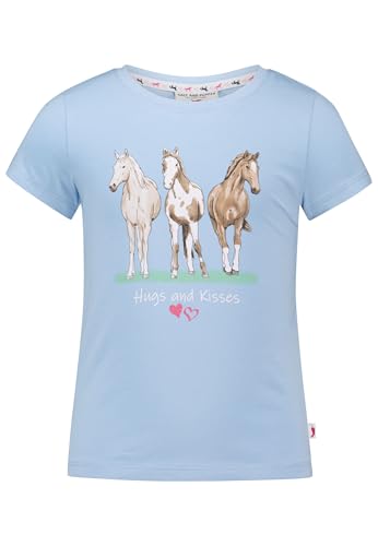 SALT AND PEPPER BY KIDS PARK Mädchen Pferde Print und Glitzer aus S.Jersey T-Shirt, Noble Blue, 116 cm-122 cm
