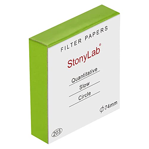 stonylab Quantitatives Filterpapier Labor, 100er-Pack Zellulose Filterpapierkreise mit Langsamer Durchflussrate und 10 Mikrometer Partikelretention, 74 mm Durchmesser