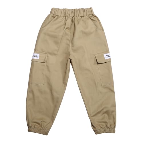 Generisch Trainingshose Kinder Jungen Cargohose Kinder Freizeithose mit Elastischem Bund Jungen Cargohose Jogger Hose mit elastischem Bund