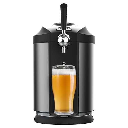 Cecotec Bierdispenser BeerFlow Steel 5000, 65 W, Temperaturbereich von 2 bis 12°C, Universelle Druckfässer 5L, LED-Temperaturanzeige, Tragegriff, Rutschfest