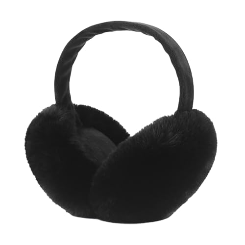 VUCDXOP Ohrenschützer Damen, Winter Ohrenwärmer Damen Abnehmbar Waschbar Plüsch Ohrenschützer Wärme Ohrschützer, Outdoor Ohrenmuscheln, Faltbare Ohrwärmer Earmuffs Ohrenschützer für Damen,Schwarz