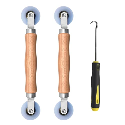 BAYTORY 3-teiliges Bildschirm-Werkzeug, Fenster-Spline-Rollen-Werkzeug mit Holzgriff und Nylon-Lagerrädern, Netzgewebe-Tür-Reparatur-Set, Langlebig und Einfach zu Bedienen
