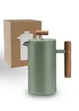 Lambda Coffee® CALDERA Thermo French Press Edelstahl I 1 Liter - 5 Tassen in Moss Green Grün I 3 Größen erhältlich I Kaffeebereiter Edelstahl | Doppelwandig: Hält lange Warm I Kaffeezubereiter