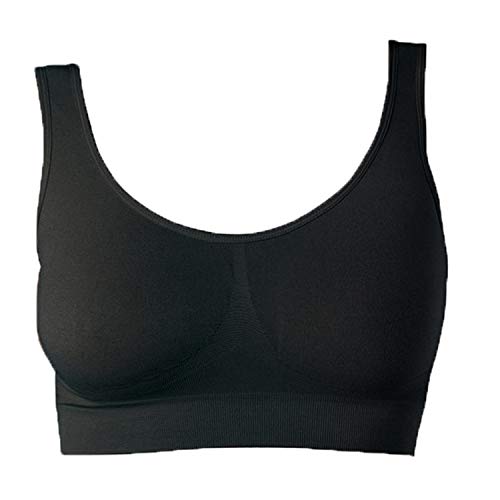 UnsichtBra Bustier Damen BH ohne Buegel | Wohlfühl Bustiers Top | Bügelloser Soft Bra | Schlaf Still Sport Bralette in vielen Farben (wellbra_sngl)(L, Schwarz)