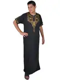 Egypt Bazar Moderner Herren-Kaftan Hauskleid, Farbe: schwarz/Gold