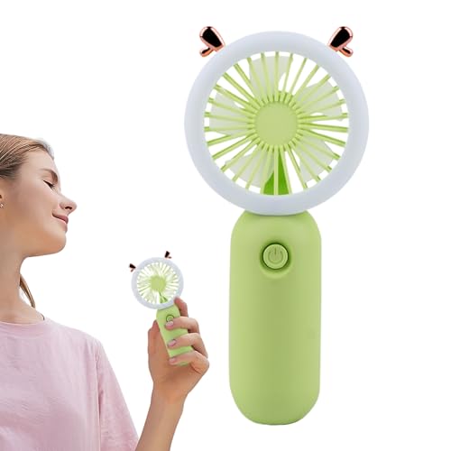 Dtaigou Tragbarer Handlüfter, wiederaufladbare Handheld -Fan, Handheld -Lüfter mit Licht, USB-wiederaufladbare 3-Gang-Einstellungen Outdoor Desktop LED Night Light Tragbares Kühlgericht für