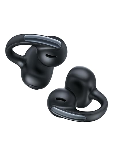 Baseus Bowie MC1 Open Ear Kopfhörer, Ohrclip mit Beeindruckender Klang, Adaptiver Bassverstärkung, Bluetooth 5,4, Geräuschunterdrückung bei Anrufen, IP57, 40H Akk, 5,2g Buds - Interstellar Schwarz
