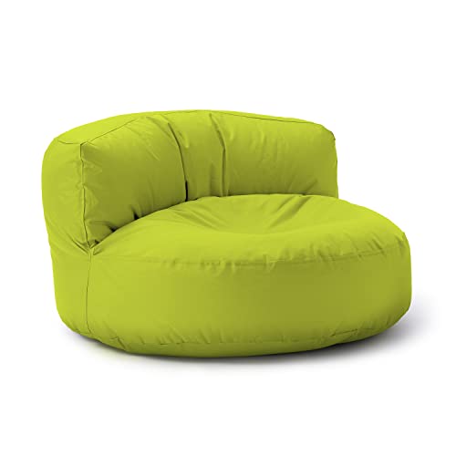 Lumaland Sitzsack Lounge | Sofa-Sitzsack 90 x 50 cm mit Rückenlehne | Indoor & Outdoor Beanbag | Wasserabweisend & Robust | Mit anpassungsfähiger EPS-Füllung | Waschbarer Bezug [Apfelgrün]