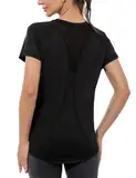 Gyabnw Sport Shirts für Damen Sportshirt Kurzarm Fitness Shirt Sport Oberteile Gym Laufshirt