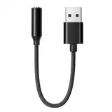 USB A auf 3.5mm Klinke Aux Adapter,Externe USB A Soundkarte,Stereo Audio Adapter Kabel,für Headset, Lautsprecher, Laptop, PC, Desktops(Schwarz)