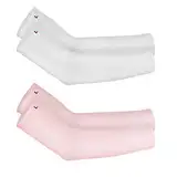 Luwint 2 Paar Kinder-Armstulpen, UV-Sonnenschutz, kühlende Abdeckung für Jungen und Mädchen von 4–12 Jahren (weiß + rosa), 2 Paar (weiß + rosa), Big Kid(6-12 Yrs)