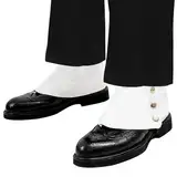 ZYXTLY Kostüm Spats 20er Jahre Kostüm Herren Schuhe Kostümzubehör Gamaschen Herren,Weiß Gangster Spats Schuhe 20er Jahre Accessoires für Männer