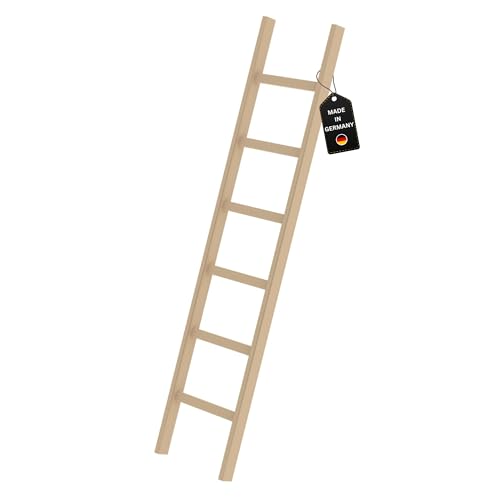 PROREGAL Sprossen-Anlegeleiter Holz ohne Traverse | 6 Sprossen | Leiter, Teleskopleiter, Trittleiter, Bockleiter, Sprossen-Doppelleiter