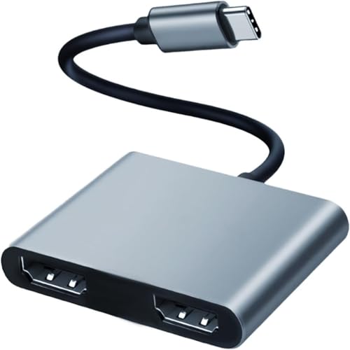USB C auf Dual HDMI Adapter 4K@60Hz,Type C zu HDMI Adapter 2 Monitore Erweitern Einzel 4K@60Hz und Duales 4K@30Hz,Kompatibel mit Thunderbolt 3/4 Ports,für M-acBook/M-aBook Pro Air/i-Pad Pro/Dell