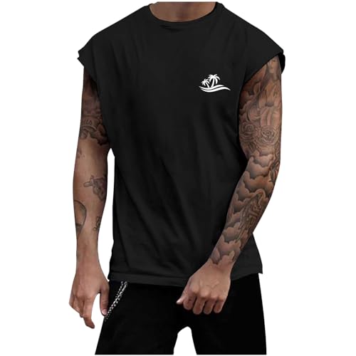 Herren Tanktop, Gym Shirt Herren Tank Top, Athletic ÄRmelloser Muskelshirt Druck Unterhemden FüR Training Gym Fitness & Bodybuilding Achselshirts Mit Rundhals-Ausschnitt Quick Dry TräGershirts 2024