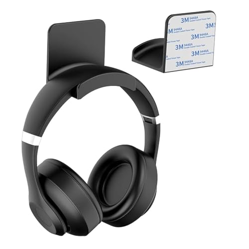 SPORTLINK Headset Halterung Halter - Universal Kopfhörer Haken Wandhalterung Ohrhörer Aufhänger mit [Starkem Klebeband] für Mehrere Geräte, Schreibtisch, Wand, Tisch, Gaming Headphones (Schwarz)