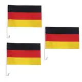 Deutschlandfahne Für Autofenster 45 X 30 Cm Deutschland Flagge Mit Stab Deutschlandflagge Groß Fanartikel Deko Autofahnen (3 Stück)