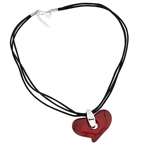 Amore Murano Glas Herz Halskette - Rot