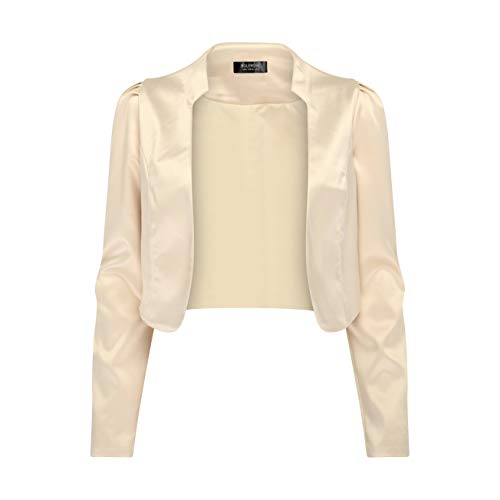 Bolerose formal Satin Langen Ärmel Bolero Jacke (Champagner, S)