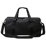 Sporttaschen Herren, Sporttasche Damen, mit Schuhfach und Nassfach, Reisetasche und Handtaschen, Travel Bag für Wochenendreisen, Duffle Bag für Fitnessstudio Sport (Schwarz)