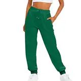 Outdoorhose Hose Hohe Taille Lang Baggy Elegant High Waist Outdoor Hosen Taschen Bequeme Stretch Freizeithosen Weites Bein Täglich Yogahose Elastisch Haremshose Sport Damen Jogginghose (ZjA-Green, M)