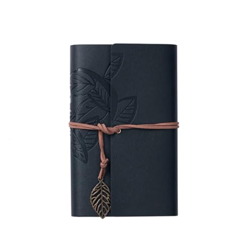 JHTVGIUZ Notizbuch Blatt Schreibbuch Notizbuch Reise Schreiben Hänger Leder Notizbuch Kreativ Geschenk Schreibwaren Zum Lernen, Arbeit(Black)