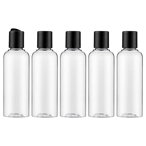 Livfa Leere 100ML Flaschen mit Flip Cap, Reiseflaschen Spender Plastikflasche Set (5 Stück), Leerer Kunststoffbehälter für Kosmetika Abfüllflaschen (Transparent)