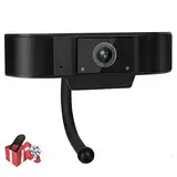 WIWACAM Full HD Video Webcam, 1080P Web Camera mit Mikrofon für Computer PC Laptop Desktop MAC, USB Plug and Play, sichere Qualität fürs Homeoffice und Videokonferenz Zoom Webex Slack mit Abdeckung