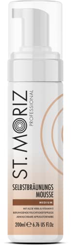 St. Moriz Professional Selbstbräunungsmousse mit Aloe Vera & Vitamin E, veganer Selbstbräuner Medium (200ml)