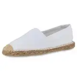 VAN HILL Damen Espadrilles Flach Bast Trendy Schuhe 214381 Weiss 38