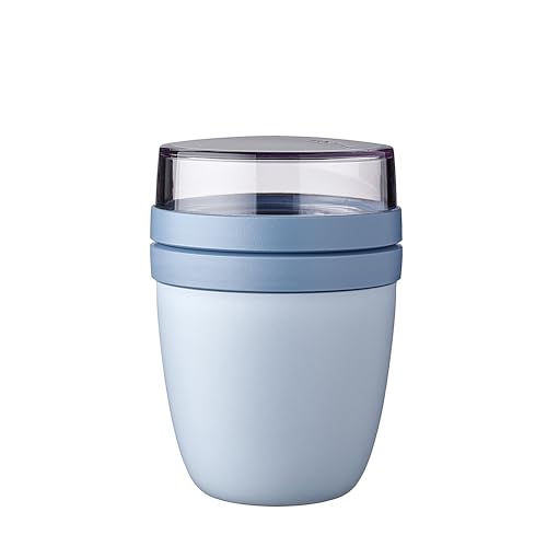 Mepal Müslibecher to go - praktischer Joghurtbecher - Unterteilung für Joghurt & Müsli - Geeignet für Gefrierschrank, Mikrowelle & Spülmaschine - 500 ml + 200 ml - Nordic Blue