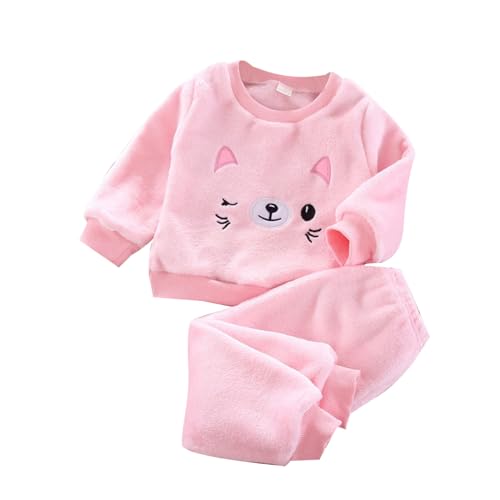 Baby Flannel Zweiteiliger Schlafanzug Kleinkind Kinder Mädchen Jungen Niedliche Katze Pyjama Set Herbst Winter Fleece Schlafanzüge Nachtwäsche Set 80 86 92 98 104 110 116 122 128