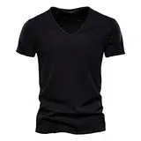 Generisch Herren V-Neck T-Shirt, T Shirts V-Neck M L XL XXL V-Ausschnitt, Basic T-Shirt V-Neck Ausschnitt Herren-T-Shirt Tshirt Herren Weiß Extra Lang Herren T Shirt Baumwolle