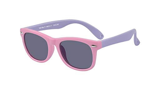 ALWAYSUV Baby Kleinkind Polarisierte Sonnenbrille UV-Schutz Mode Bequeme Flexible Sonnenbrille Für Jungen/Mädchen im Alter von 0–2 Jahren (Rosa Lila)