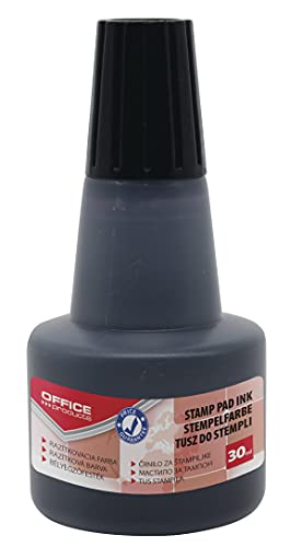 OFFICE PRODUCTS Stempelfarbe zum Nachfüllen für Stempelkissen/ 30 ml/Farbe: Schwarz/Universale Stempeltinte/ 1 Stück