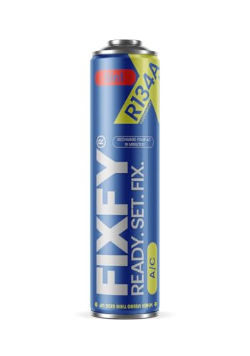 FIXFY 5in1 – Kältemittelersatz R134a mit Öl, Trockner, Dichtmittel, Gas und UV-Farbstoff – 1 x 500 ml Dose, zum Selbstbefüllen der Klimaanlage in Fahrzeugen von 1995-2016