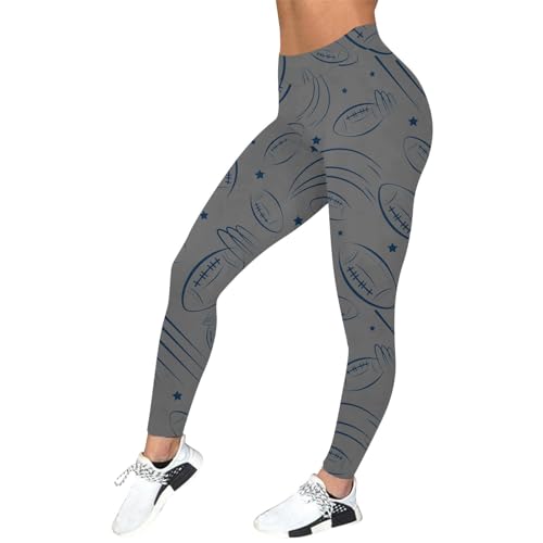 Generisch Jogginghose Damen Sommer Dünn Damen Casual Comfort Bedruckte Sport Leggings Trainingshosen Hosen Damen Comfort Rugby Print Leggings Bottom Pantsbedruckte Hosen Damen (Dark Gray, XL)