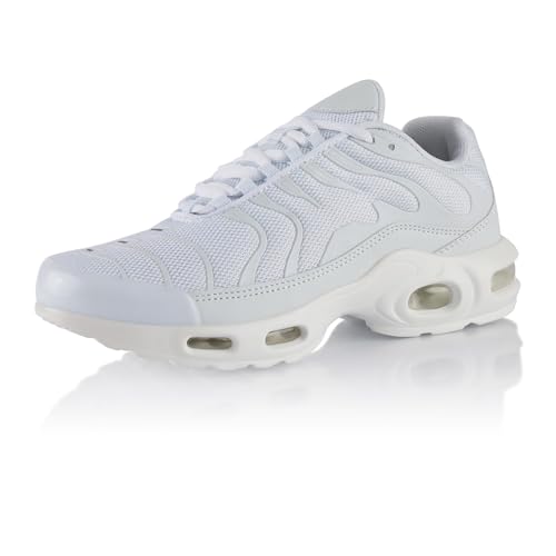 Fusskleidung® Damen Herren Sportschuhe Dämpfung Sneaker leichte Laufschuhe Creme Weiß EU 45