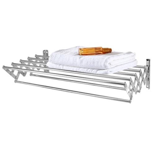 APAYAN Wandtrockner Ausziehbar Kleiderlüfter Edelstahl,ausziehbarer Platzsparender Trockner, 7 Trockenstäbe, For Waschküche Schlafzimmer Badezimmer(60cm)