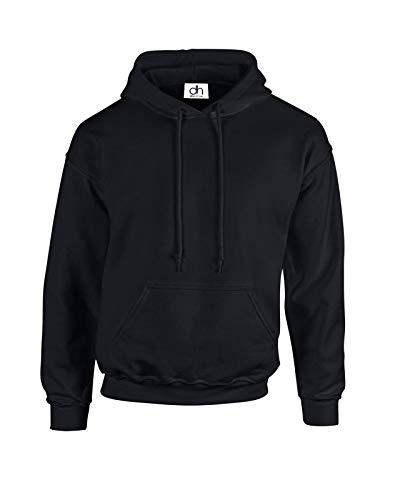 D&H CLOTHING UK Premium Unisex Premium XS 6XL Pullover Schwerer Mischpulli mit Kapuze Fleecepullover Work Wear Sweatshirt Hoodies Top Plain BNW Unisex Schwarz