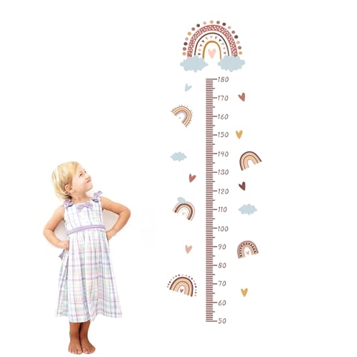 Kinder Messlatte Baby Messlatte Höhe Diagramm Größenmesser Kinder und Baby 3D Regenbogen Höhenmesser Kinder Messleiste Wandtattoo Wanddeko Wandbild wandaufkleber für Kindergarten Kinderzimmer 180cm,A